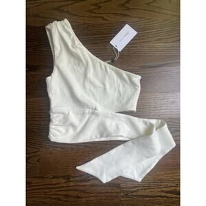 Lovers & Friends ribbed  top women’s Sz. XXS white waist tie NWT